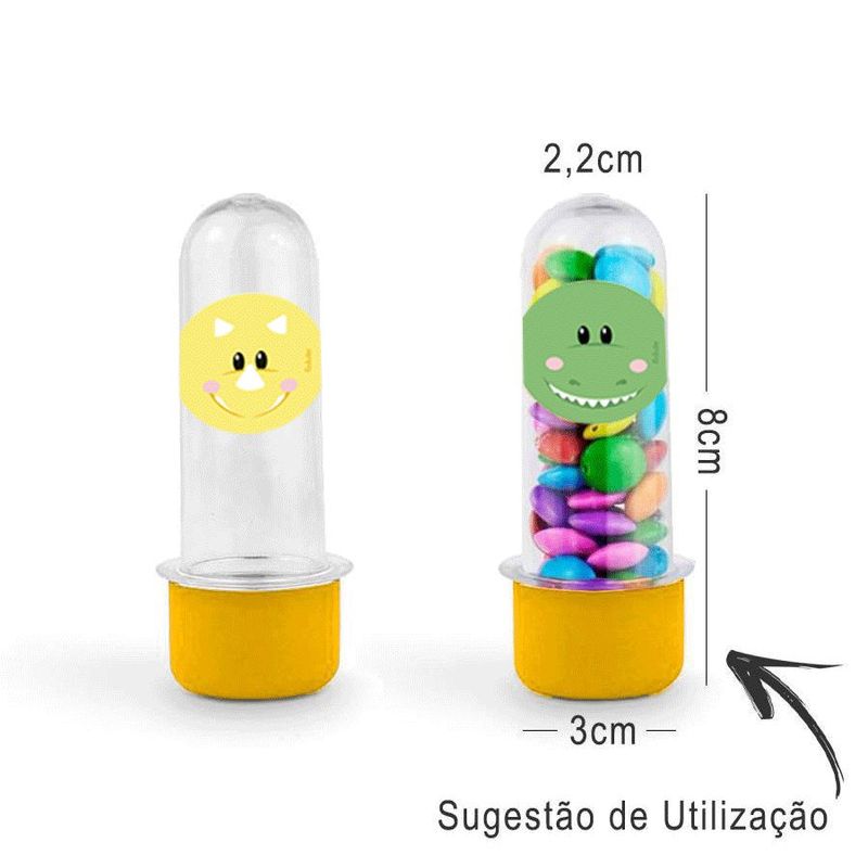 Mini Tubete Lembrancinha Dino Baby 8cm 20 unidades - Amarelo - Magazine 25