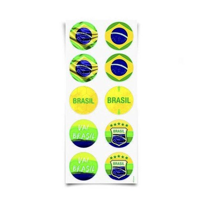 Adesivo Decorativo - Vai Brasil - 4cm x 4cm - 10 unidades - Cromus - Magazine 25
