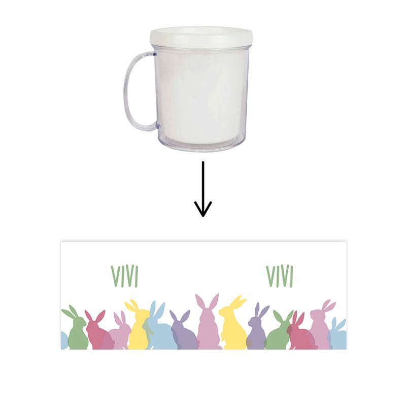 Caneca Acrílica Rosqueável Personalizada - Coelhinhos - Branco - 1 unidade - Magazine 25