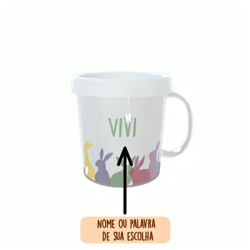 Caneca Acrílica Rosqueável Personalizada - Coelhinhos - Branco - 1 unidade - Magazine 25