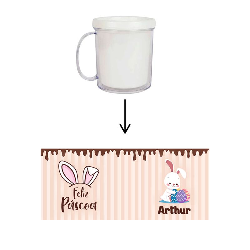 Caneca Acrílica Rosqueável Personalizada - Feliz Páscoa - Branco - 1 unidade - Magazine 25