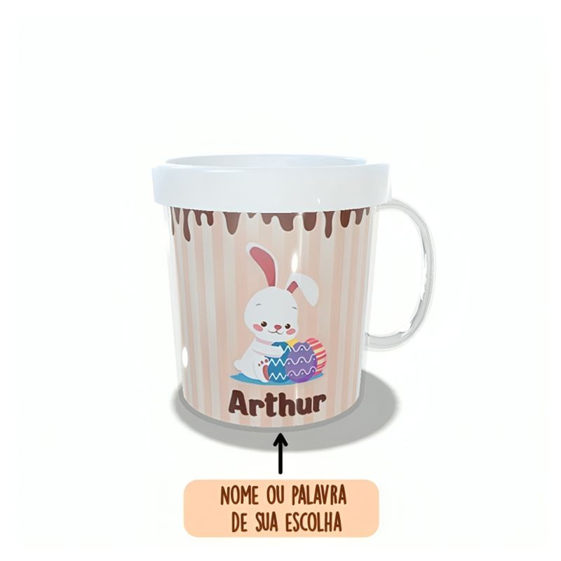 Caneca Acrílica Rosqueável Personalizada - Feliz Páscoa - Branco - 1 unidade - Magazine 25