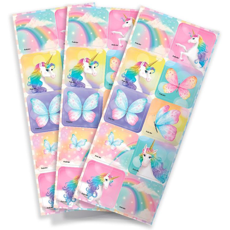 Adesivo Quadrado - Unicornio - 30 unidades - Festcolor - Magazine 25