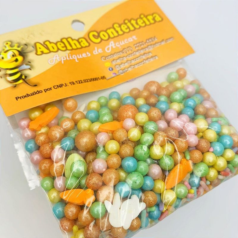 Mini Confeito - Sprinkles Páscoa - 60 gramas - Abelha Confeiteira - Rizzo Confeitaria