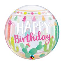 Balão de Festa Bubble 22" 56cm - Happy Birthday Lhama - 01 Unidade - Qualatex - Magazine 25