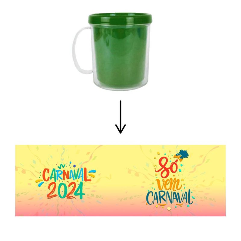 Caneca Acrílica Rosqueável Personalizada - Carnaval 2024 - Verde - 1 unidade - Magazine 25