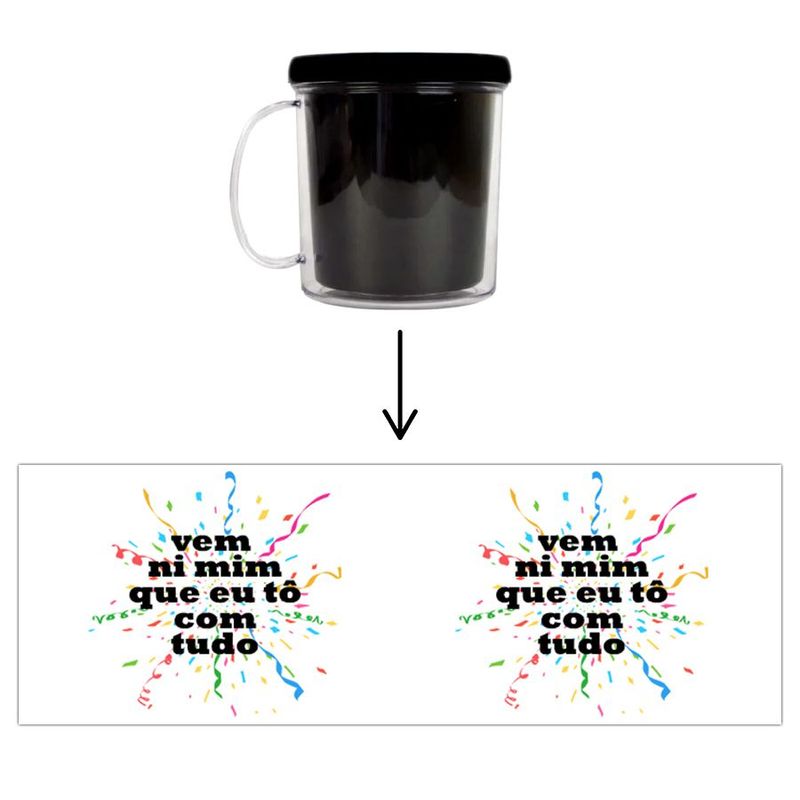 Caneca Acrílica Rosqueável Personalizada - Carnaval - Vem Ni Mim - Preto - 1 unidade - Magazine 25