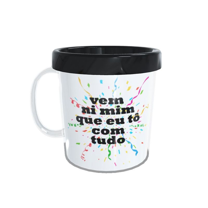 Caneca Acrílica Rosqueável Personalizada - Carnaval - Vem Ni Mim - Preto - 1 unidade - Magazine 25
