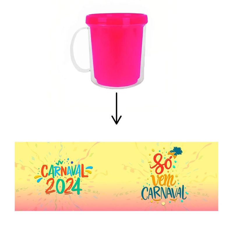 Caneca Acrílica Rosqueável Personalizada - Carnaval 2024 - Pink - 1 unidade - Magazine 25