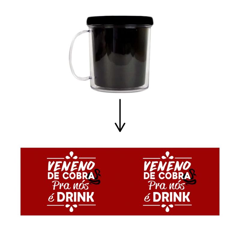 Caneca Acrílica Rosqueável Personalizada - Carnaval - Veneno pra Nós é Drink - Preto - 1 unidade - Magazine 25