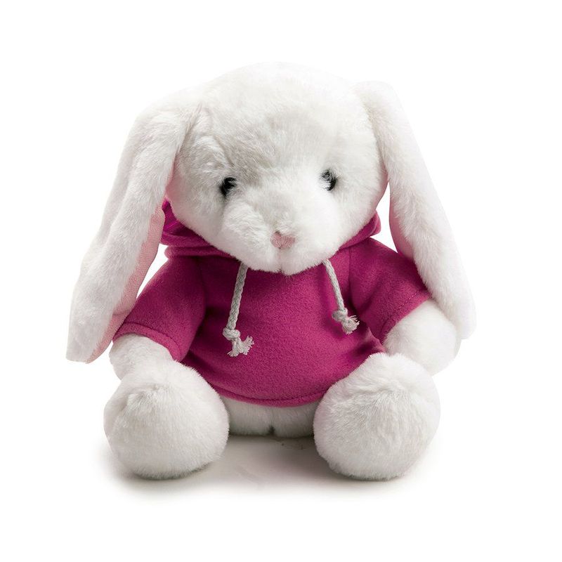 Coelho Pelúcia com Blusa Moletom Capuz Personalizado - Rosa - 20cm - 01 unidade - Cromus Páscoa - Magazine 25