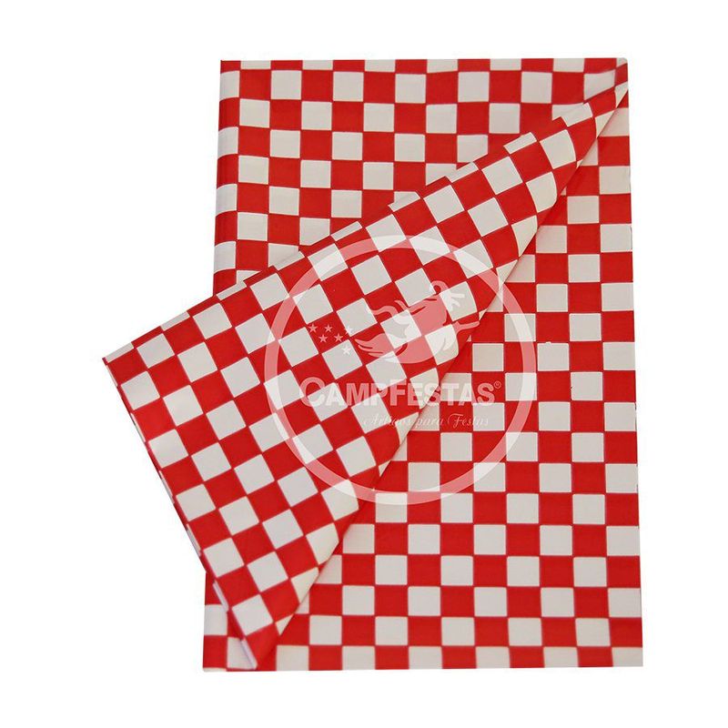 Toalha Plástica Cobre Manchas Perolizada - 78 x 78 cm - Xadrez Vermelho - 10 unidades - CampFestas - Magazine 25