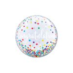 Balão de Festa Bubble 22" 56cm - Congratulations (Parabéns) Confete e Estrelas - 1 unidade - Qualatex Outlet - Rizzo