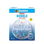 Balão de Festa Bubble 22" 56cm - Congratulations (Parabéns) Confete e Estrelas - 1 unidade - Qualatex Outlet - Rizzo