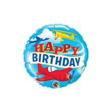 Balão de Festa Microfoil 18" 46cm - Redondo Happy Birthday Aviões - 1 unidade - Qualatex Outlet - Magazine 25