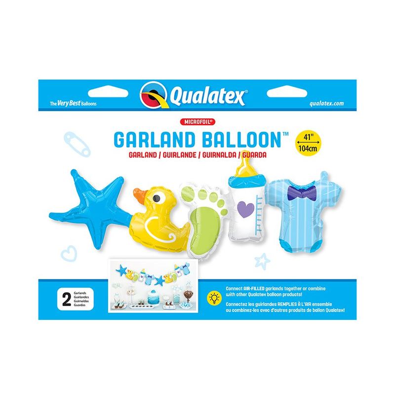 Balão de Festa Microfoil 41" 104cm - Baby Boy Guirlanda  - 1 unidade - Qualatex Outlet - Rizzo
