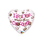 Balão de Festa Microfoil 18" 46cm - Coração I Love You More Than Chocolate - 1 unidade - Qualatex Outlet - Rizzo