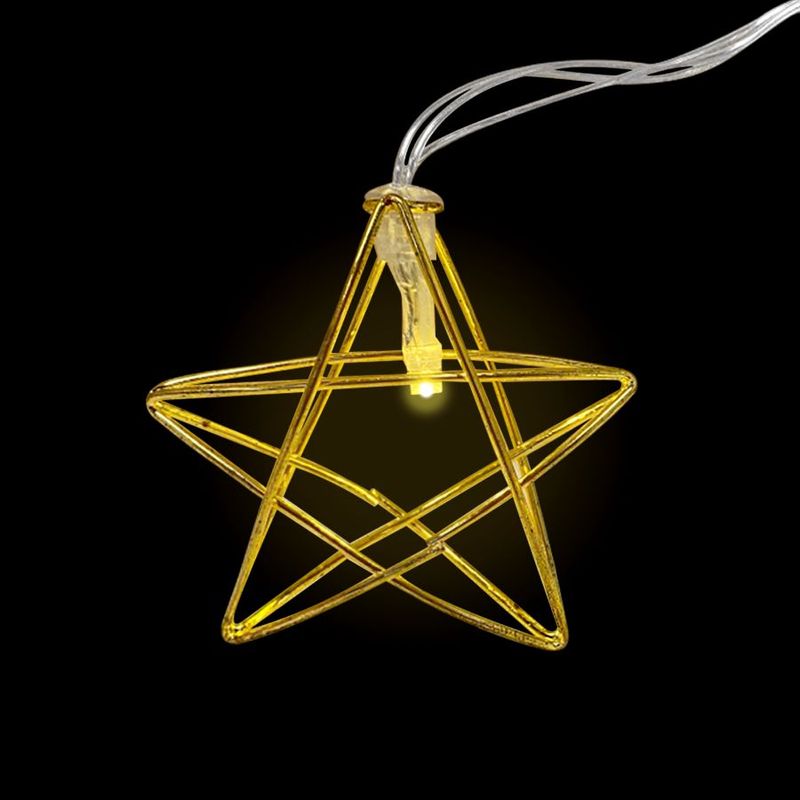 Cordão de Led Pisca Estrela 6,6cm - Branco Quente 2m 110V - 1 Unidade - Rizzo Embalagens