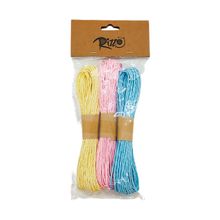 Kit Fios Decorativos de Papel Torcido Azul, Amarelo e Rosa - 10m - 1 unidade - Magazine 25