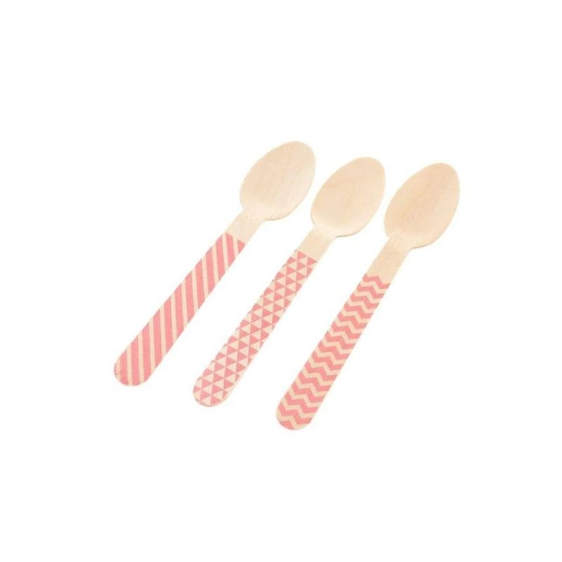 Pacote Colher Madeira - Chevron Rosa - 10cm - 10 Un - Magazine 25