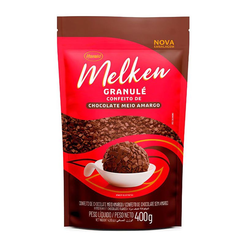 Granulé Chocolate Meio Amargo - Melken - 400g - 01 unidade - Harald - Magazine 25