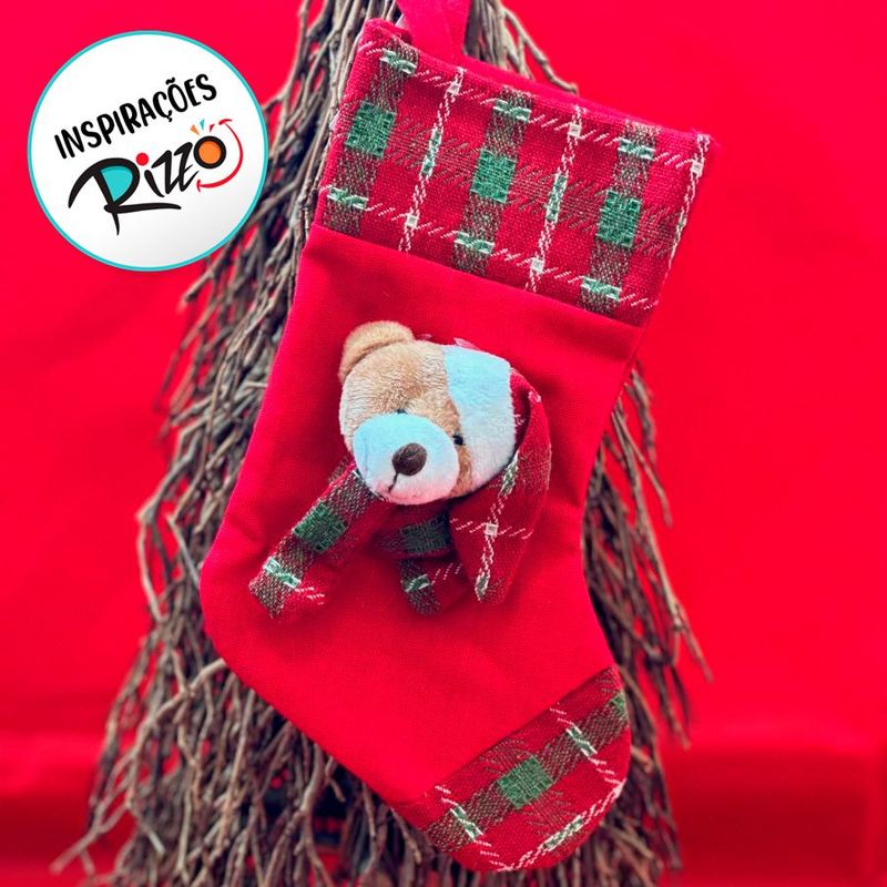 Bota de Natal para Pendurar - Urso - 28,5cm - 1 unidade - Cromus - Rizzo