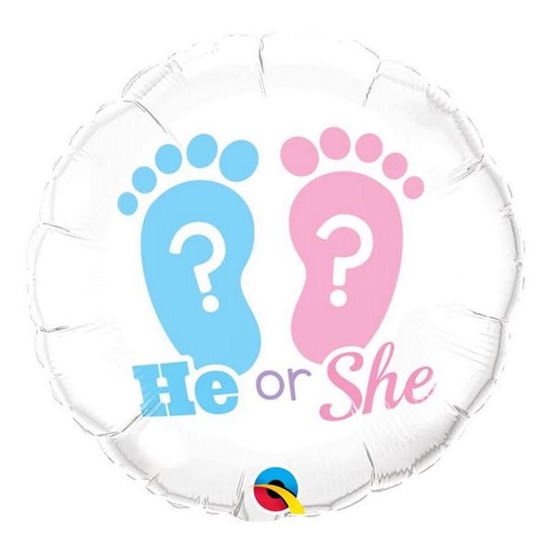 Balão de Festa Microfoil 18" 45cm - He or She? - 01 Unidade - Qualatex - Rizzo Embalagens