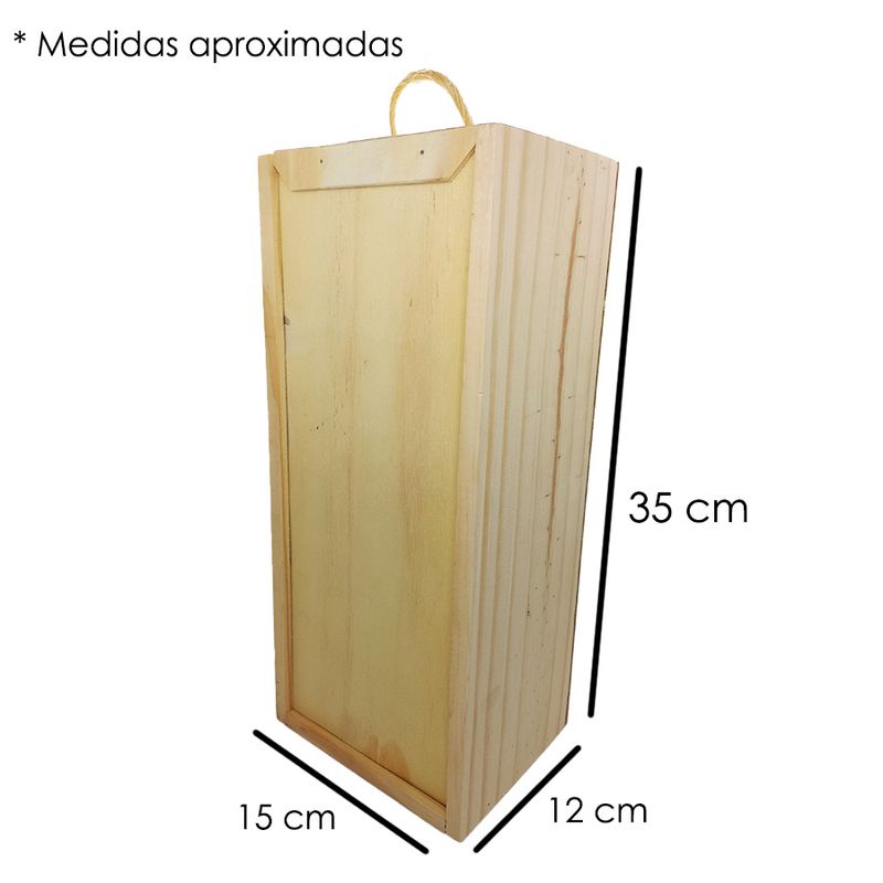 Caixa de Madeira para Garrafa - 35x12x15cm - 01 Unidade - Magazine 25