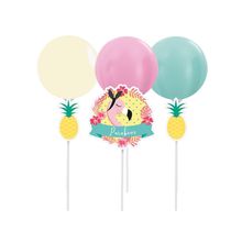 Kit Topo de Bolo com Balão - Festa Tropical Flamingo - 01 unidade - Cromus - Magazine 25s