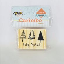 Carimbo de Madeira - Natal - Feliz Natal com Árvores M - 1 UN - Magazine 25