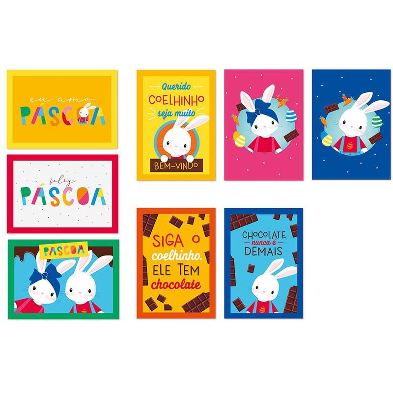 Cartaz Decorativo Brilho de Páscoa - 25 x 35cm - 08 Unidades Sortidos - Cromus - Rizzo Festas