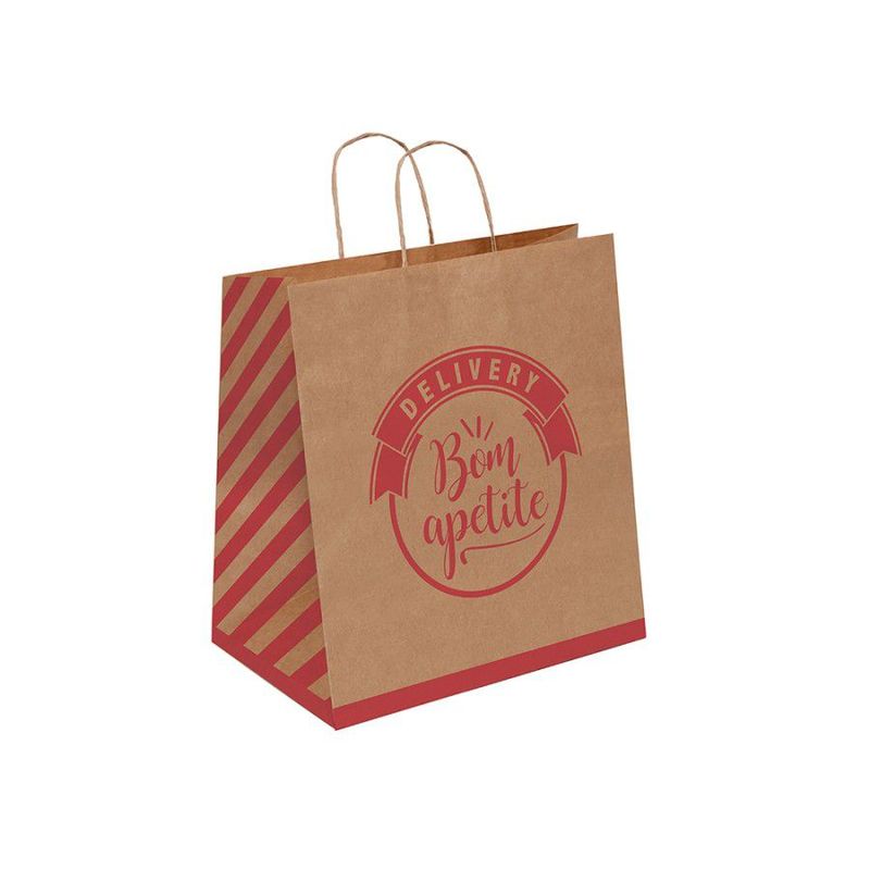 Sacola de Papel Kraft Bom Apetite 28,5X24x12 com 50 un Cromus Delivery Magazine 25