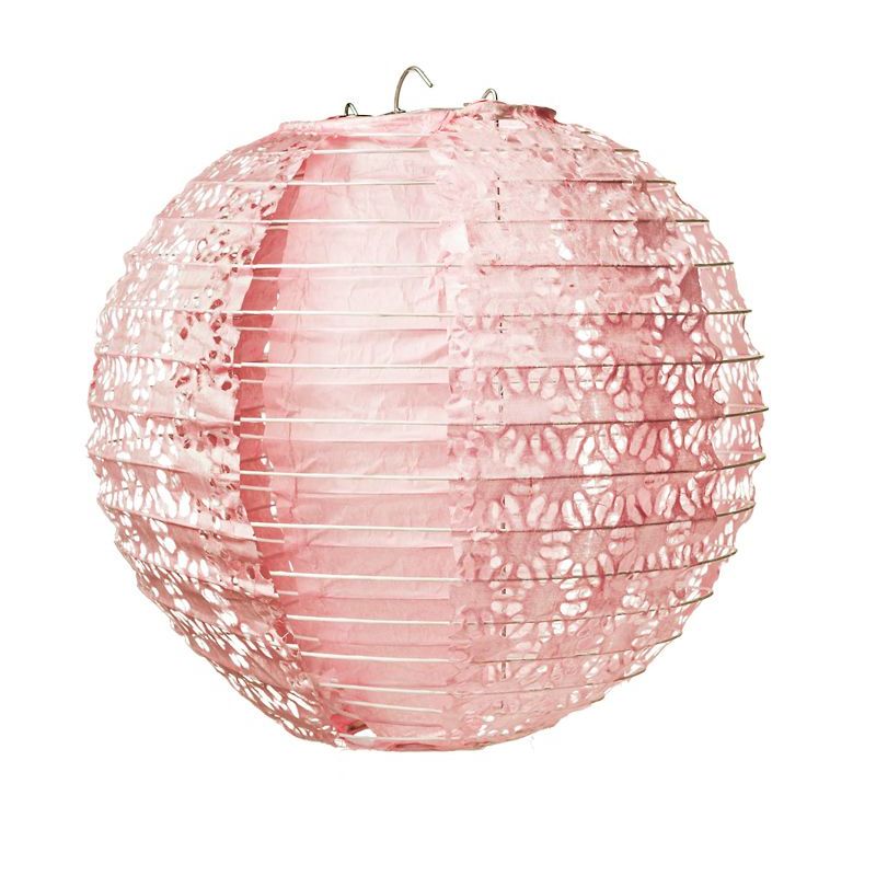 Lanterna de Papel Rendado Rosa 30cm - 01 unidade - Cromus - Rizzo Festas