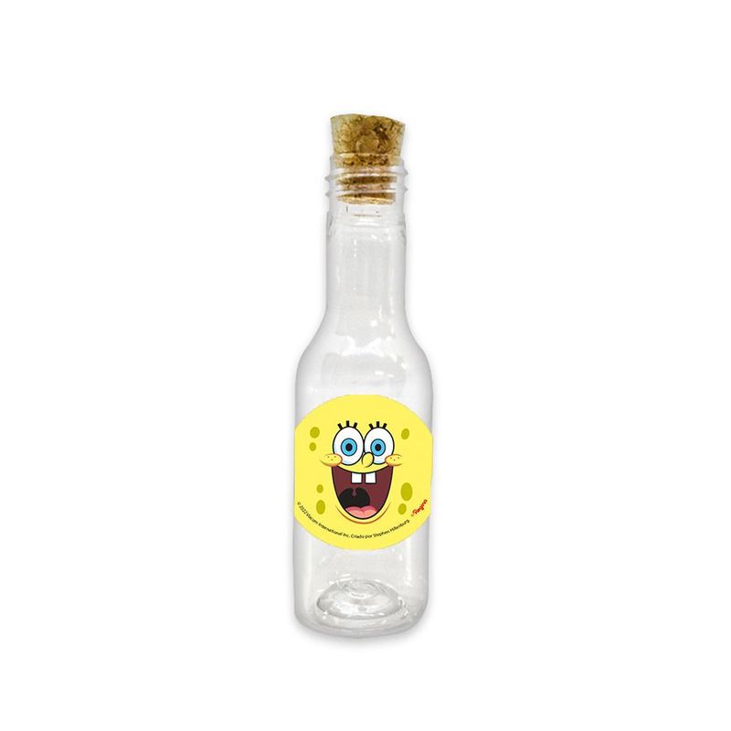 Garrafinha de Plástico 50 ml com Tampa Rolha - Festa Bob Esponja - 10 unidades - Magazine 25